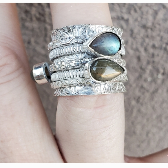 New Labradorite Silver Meditation Spinner Ring. - Picture 3 of 10